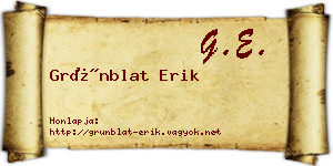 Grünblat Erik névjegykártya